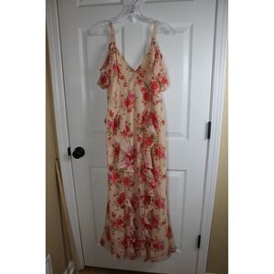 The Occasion‎ by Old Navy Floral Ruffle Maxi Dress Peach Pink Size 8